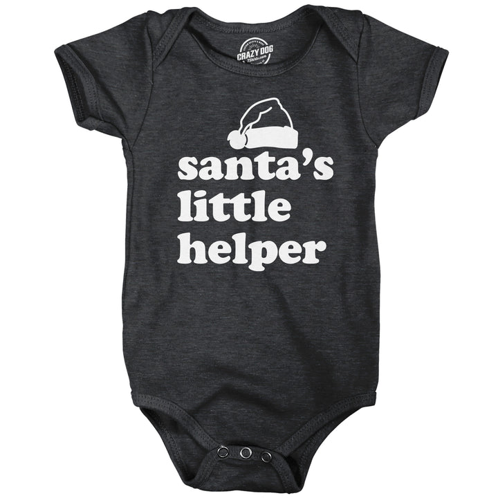 Funny Heather Black - Santas Little Helper Santas Little Helper Onesie Nerdy Christmas sarcastic Tee