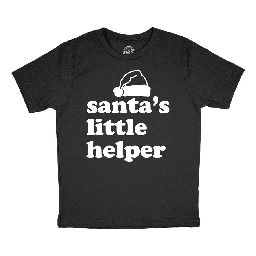 Funny Heather Black - Santas Little Helper Santas Little Helper Youth T Shirt Nerdy Christmas sarcastic Tee