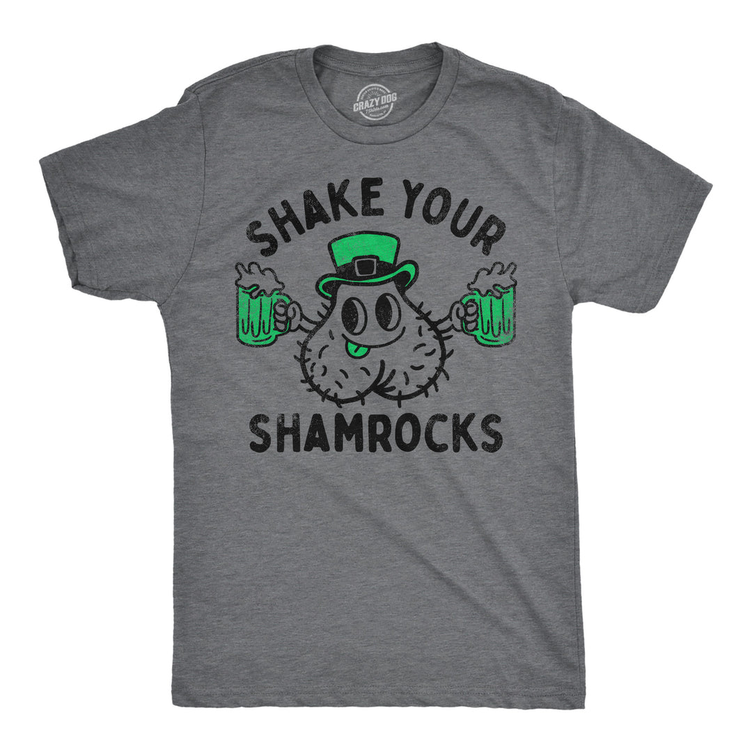 Funny Dark Heather Grey - Hairy Shamrocks Shake Your Shamrocks Mens T Shirt Nerdy Saint Patrick's Day sarcastic Tee