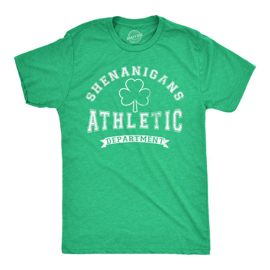 Funny Heather Green - Shenanigans Athletic Dept Shenanigans Athletic Department Mens T Shirt Nerdy Saint Patrick's Day Sarcastic Tee