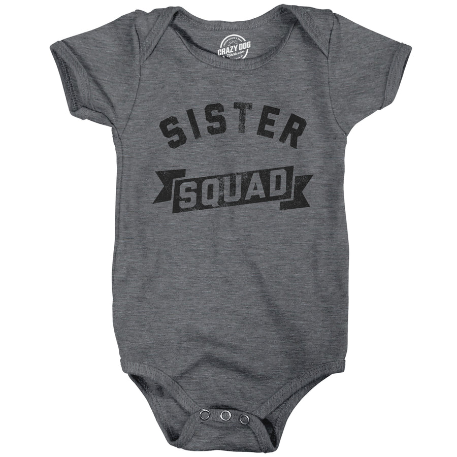 Funny Dark Heather Grey - Sister Squad Sister Squad Onesie Nerdy Sarcastic Tee