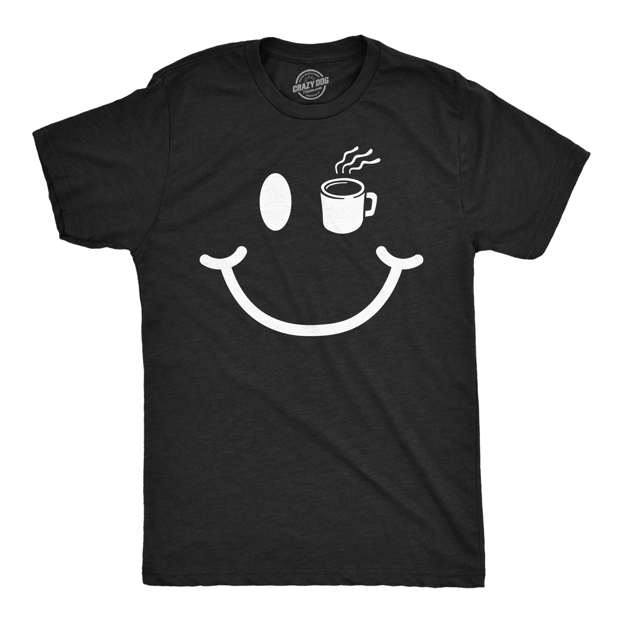 Funny Heather Black - Coffee Cup Smiling Face Coffee Cup Smiling Face Mens T Shirt Nerdy coffee Tee