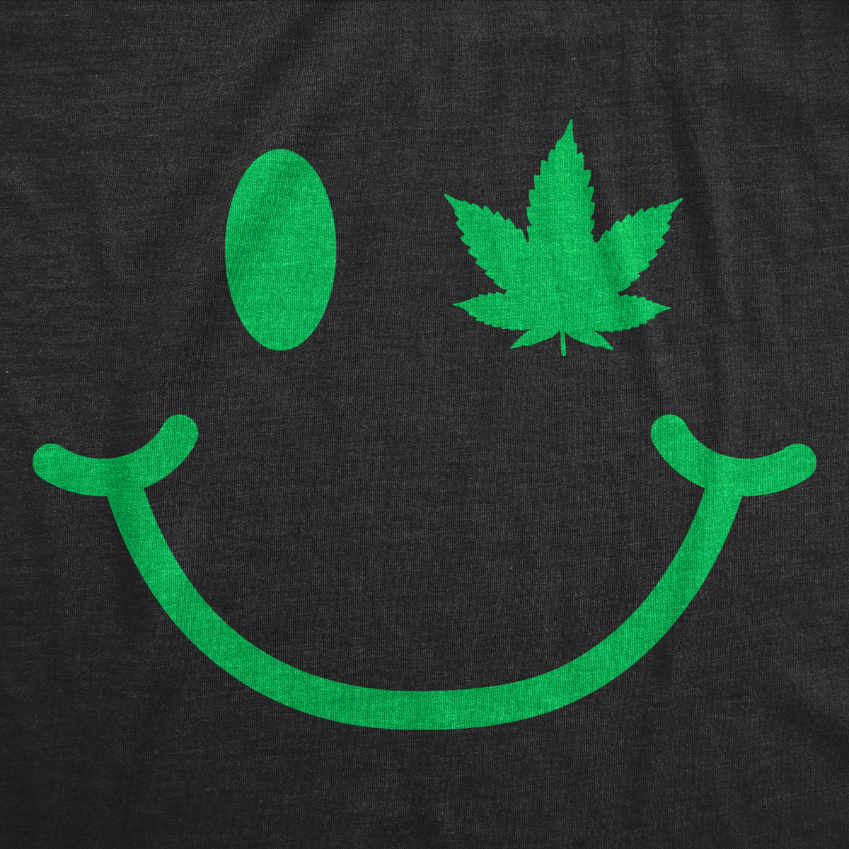 Pot Leaf Eye Smiling Face Women&#39;s T Shirt