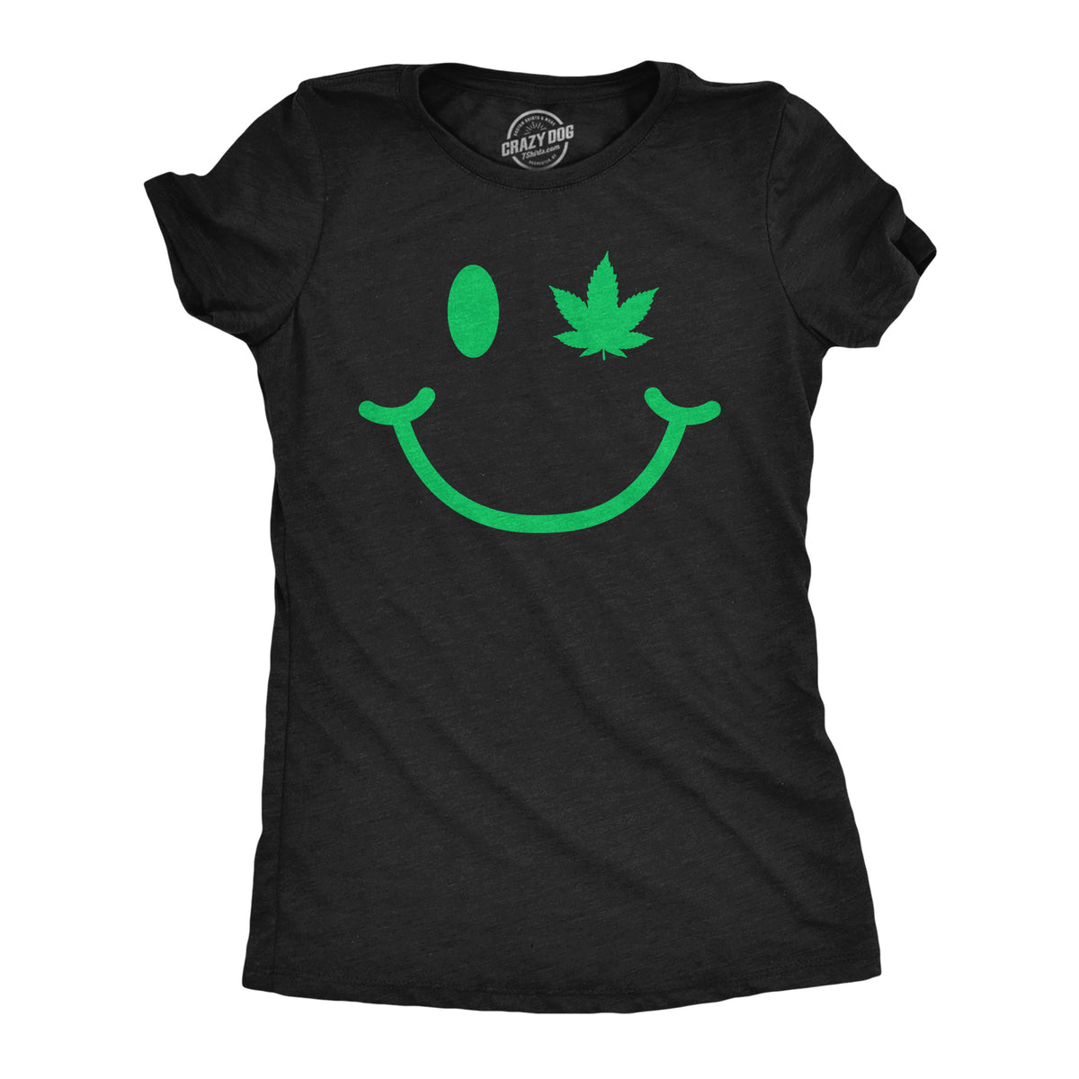 Funny Heather Black - Pot Leaf Eye Pot Leaf Eye Smiling Face Womens T Shirt Nerdy 420 Tee