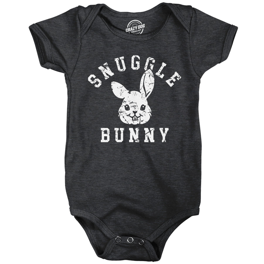 Funny Heather Black - Snuggle Bunny Snuggle Bunny Onesie Nerdy Easter animal Tee