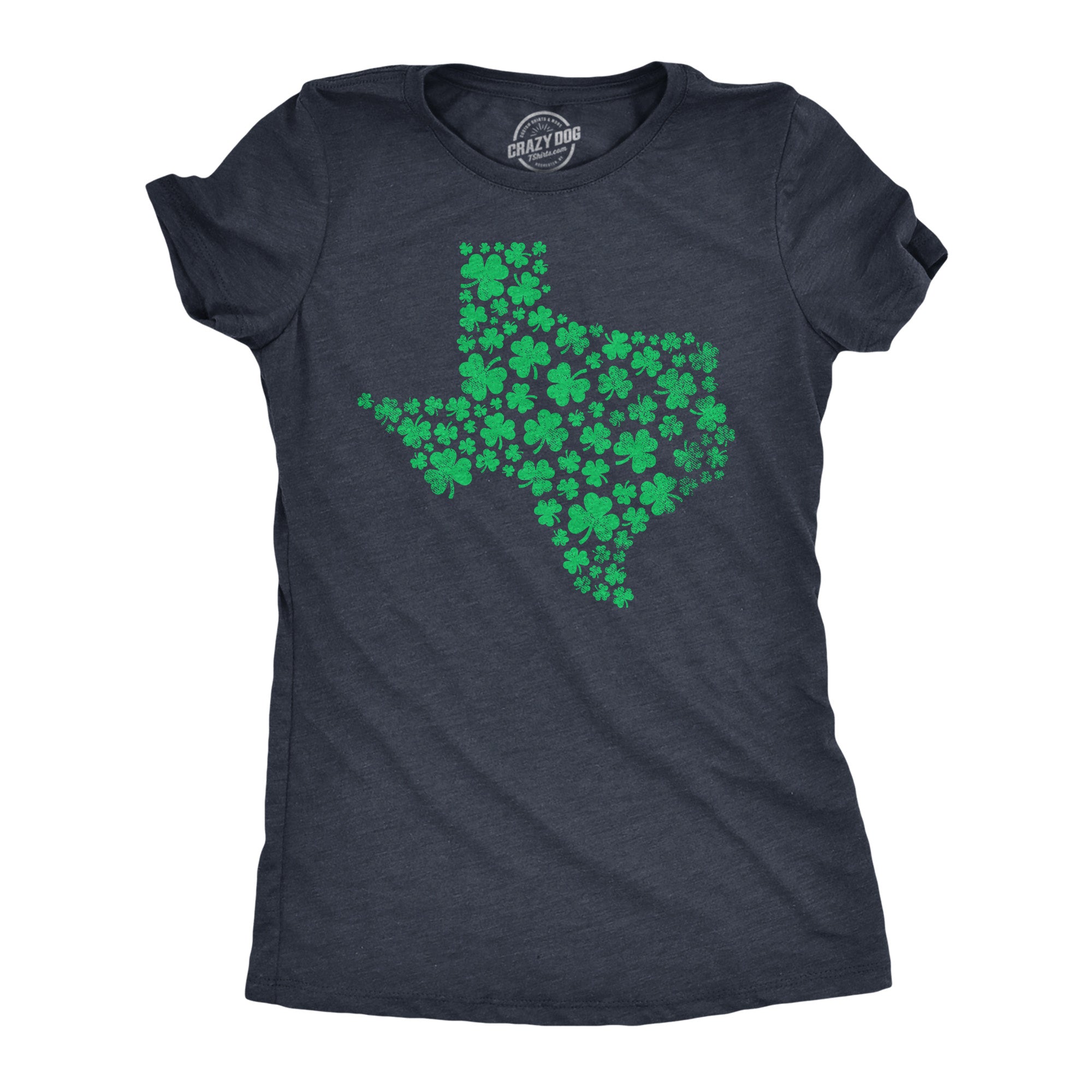 Funny Heather Navy - Texas State Clovers Texas State Clover Womens T Shirt Nerdy Saint Patrick's Day Tee