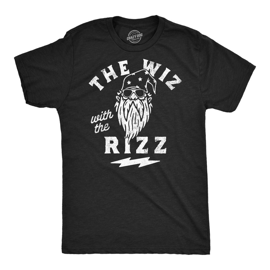 Funny Heather Black - The Wiz With The Rizz The Wiz With The Rizz Mens T Shirt Nerdy sarcastic Tee