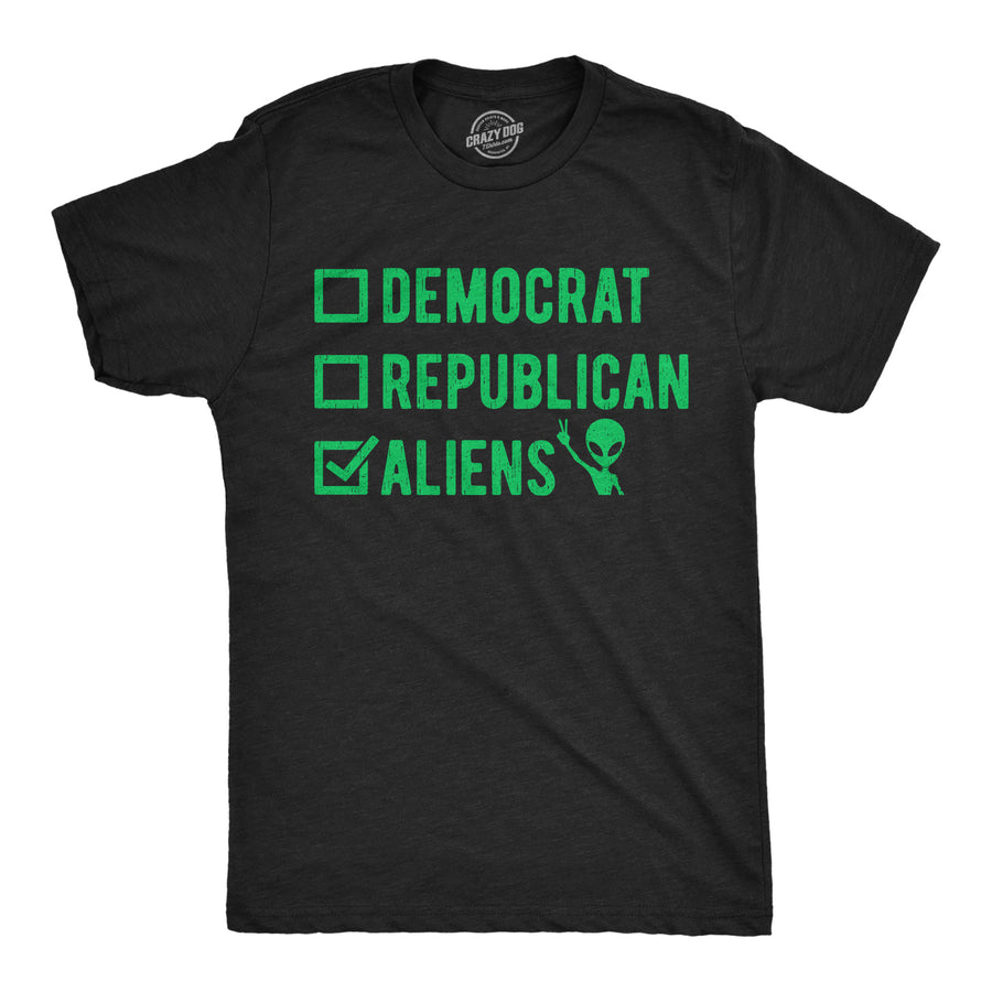 Funny Heather Black - Voting Ballot Aliens Voting Ballot Aliens Mens T Shirt Nerdy space Political sarcastic Tee