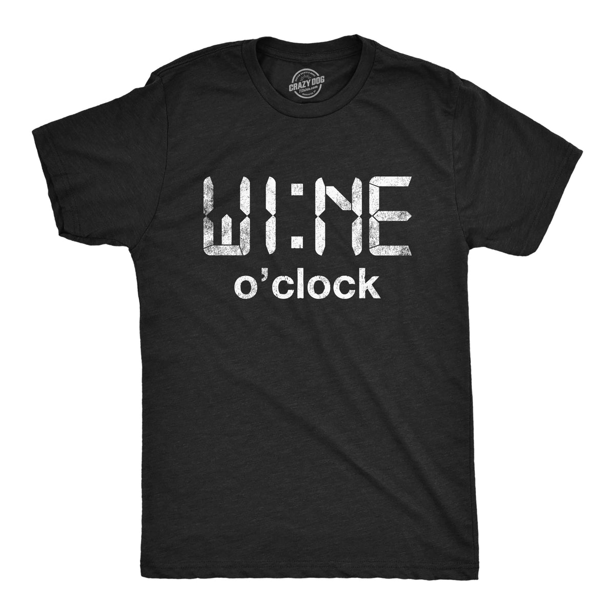 Funny Heather Black - Wine O Clock Wine O Clock Mens T Shirt Nerdy Wine Drinking Tee