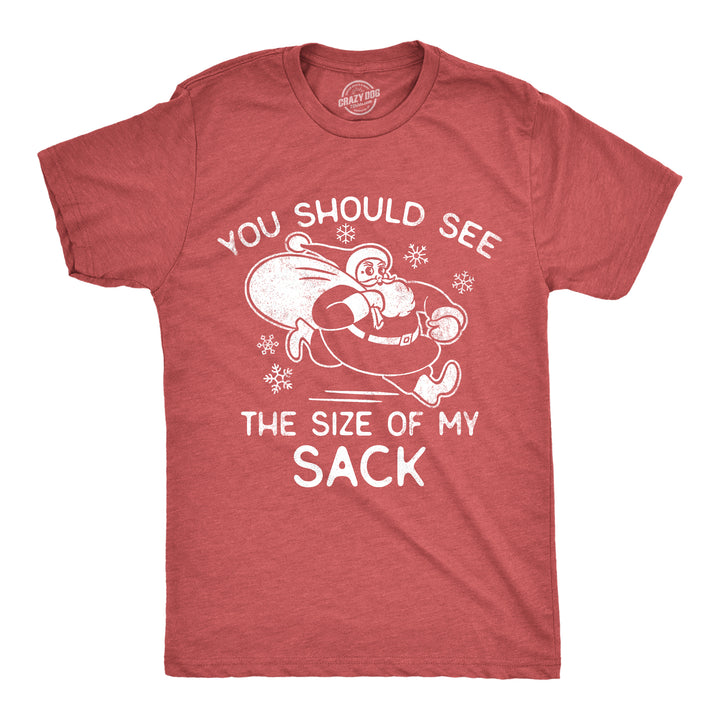 Funny Heather Red - Size Of My Sack You Should See The Size Of My Sack Mens T Shirt Nerdy Christmas sarcastic Tee
