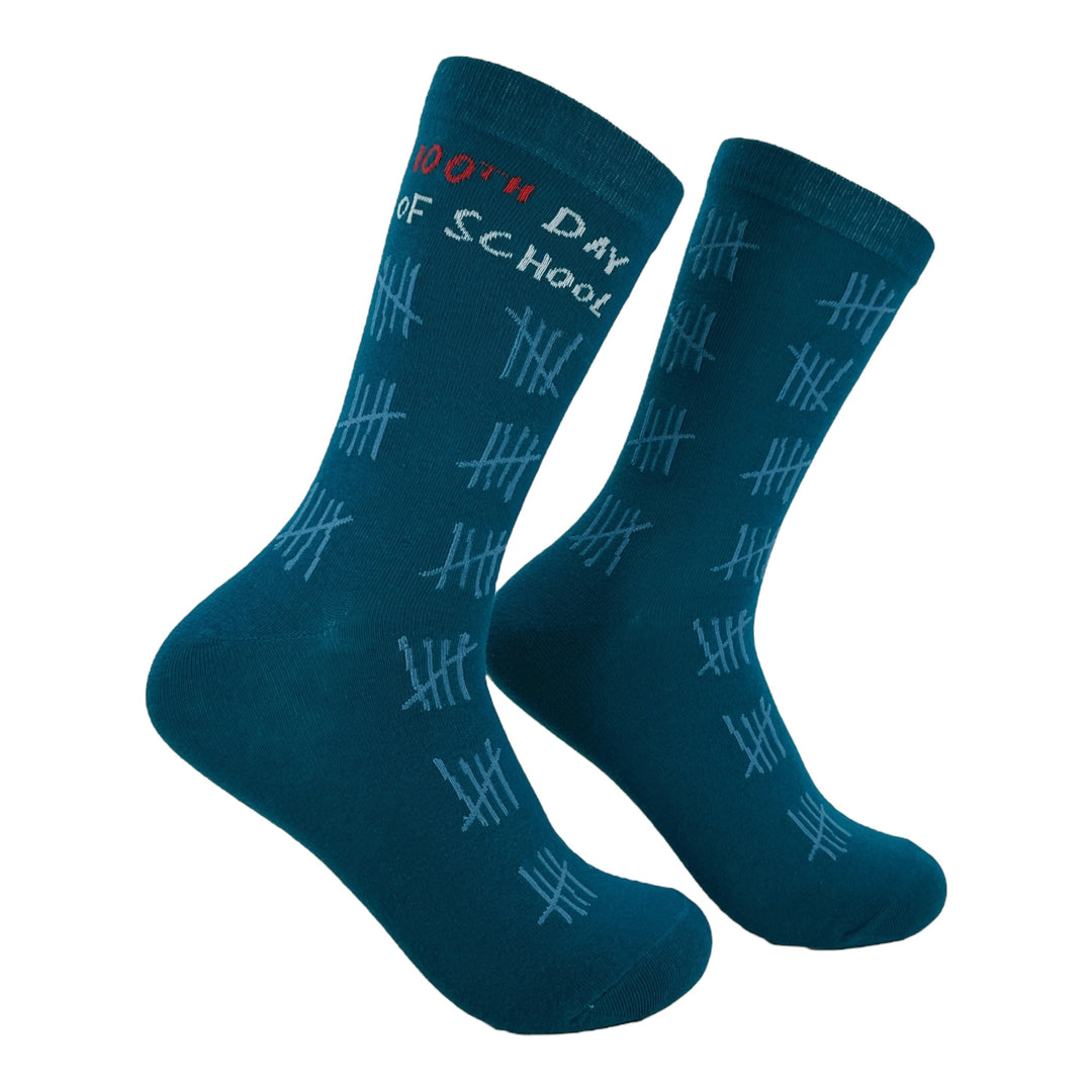 Funny Blue - 100th Day 100th Day Of School Sock Nerdy Teacher Tee