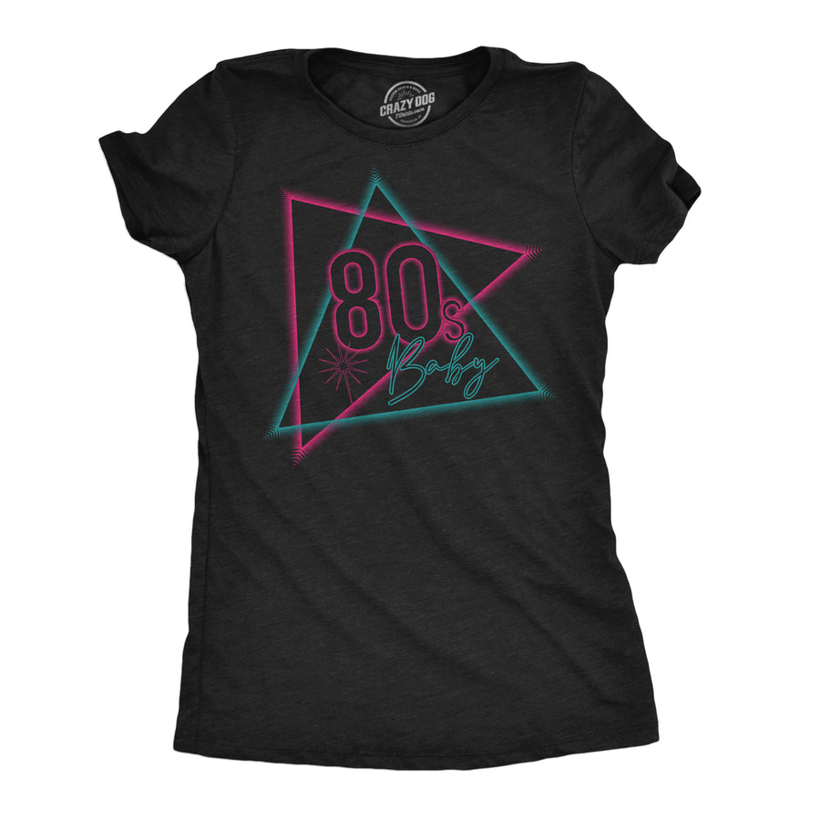 Funny Heather Black - 80s Baby 80s Baby Womens T Shirt Nerdy retro Tee
