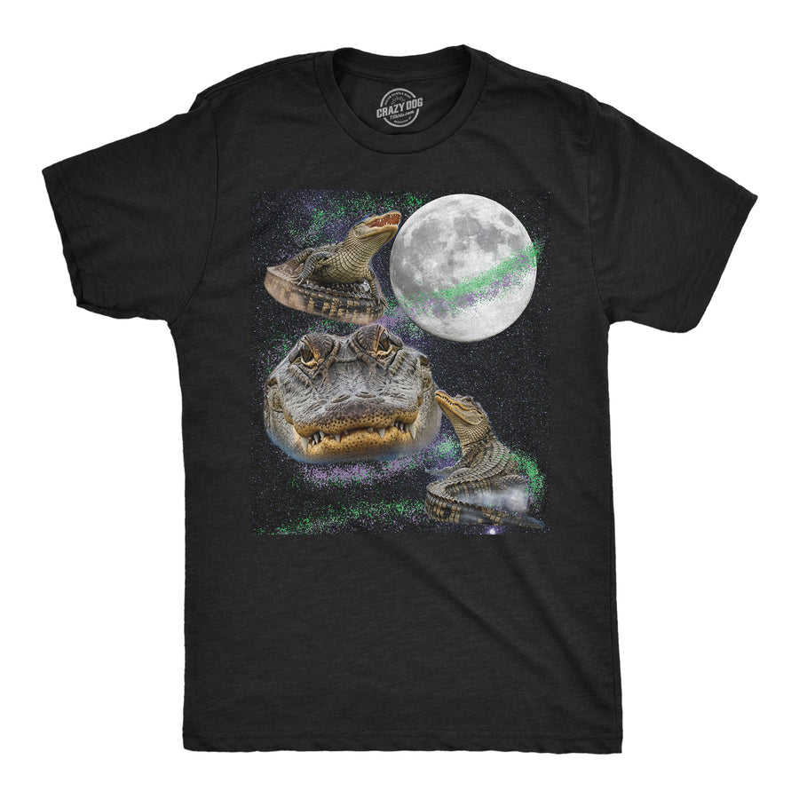 Funny Heather Black - Alligator Space Alligators In Space Mens T Shirt Nerdy animal space Tee