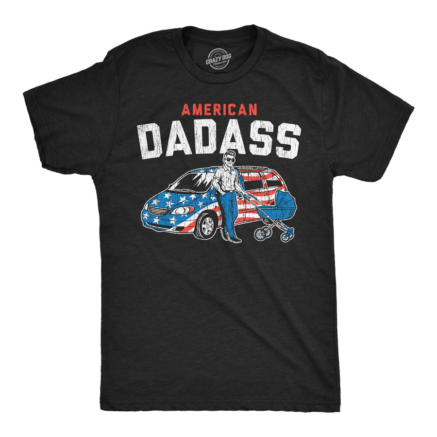 Funny Heather Black - American Dadass American Dadass Mens T Shirt Nerdy father's day Tee
