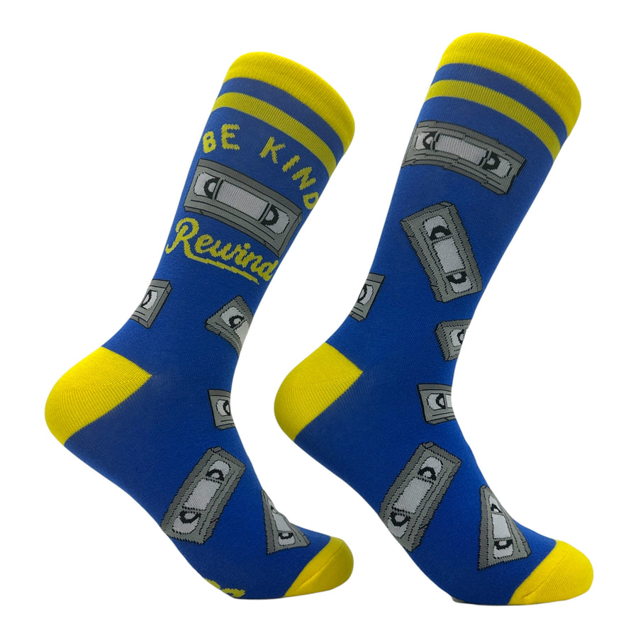 Funny Multi - Be Kind Rewind Be Kind Rewind Sock Nerdy Retro Tee