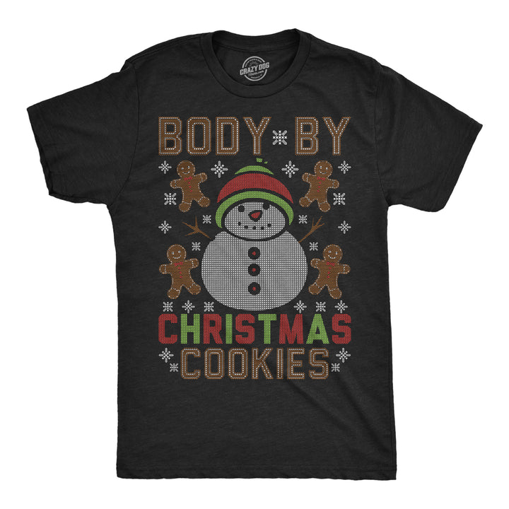 Funny Heather Black - Body By Xmas Cookies Body By Christmas Cookies Mens T Shirt Nerdy Christmas food fitness Tee