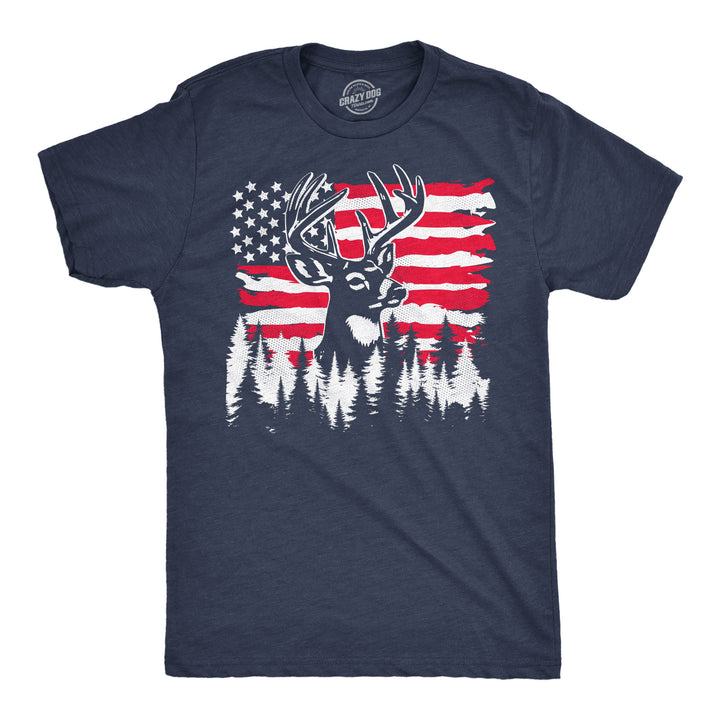 Funny Heather Navy - USA Buck USA Buck Mens T Shirt Nerdy Fourth Of July animal Tee