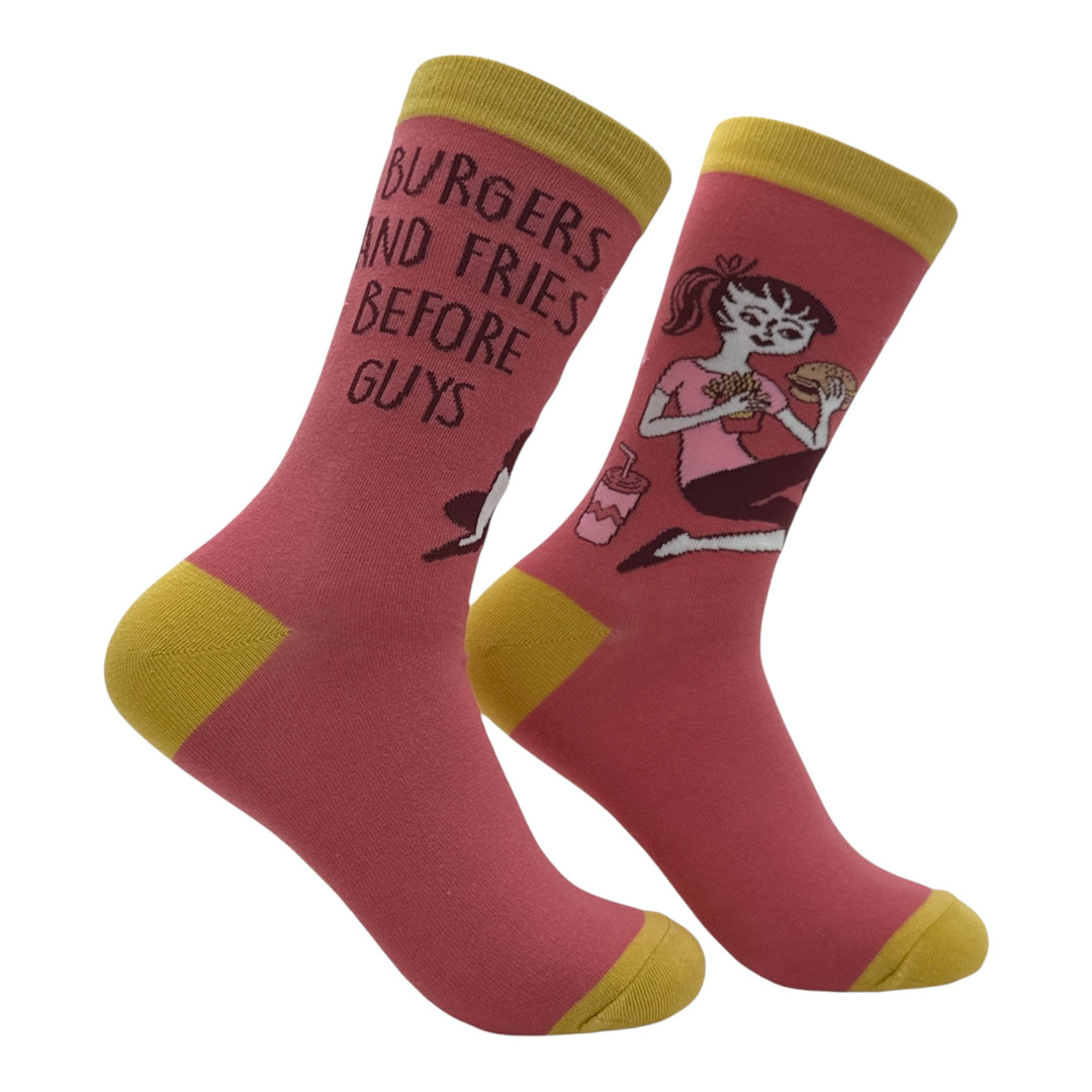 Funny Burger Fries Burgers And Fries Before Guys Sock Nerdy food Tee