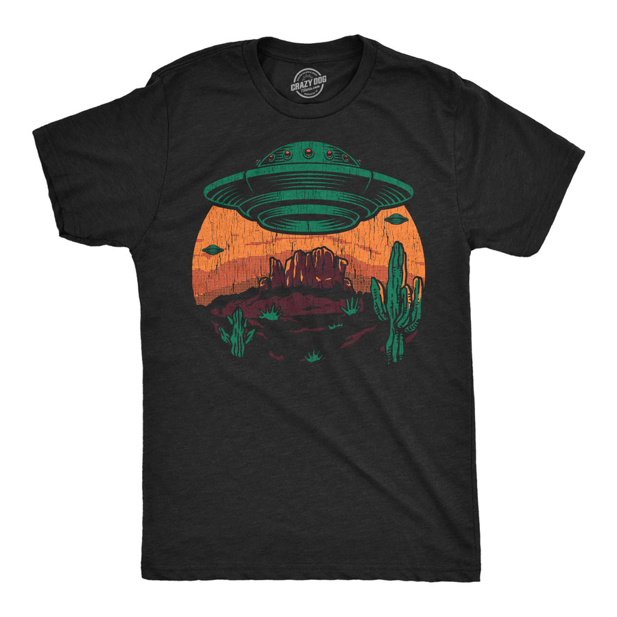 Funny Heather Black - Desert UFOs Desert UFOs Mens T Shirt Nerdy space Tee