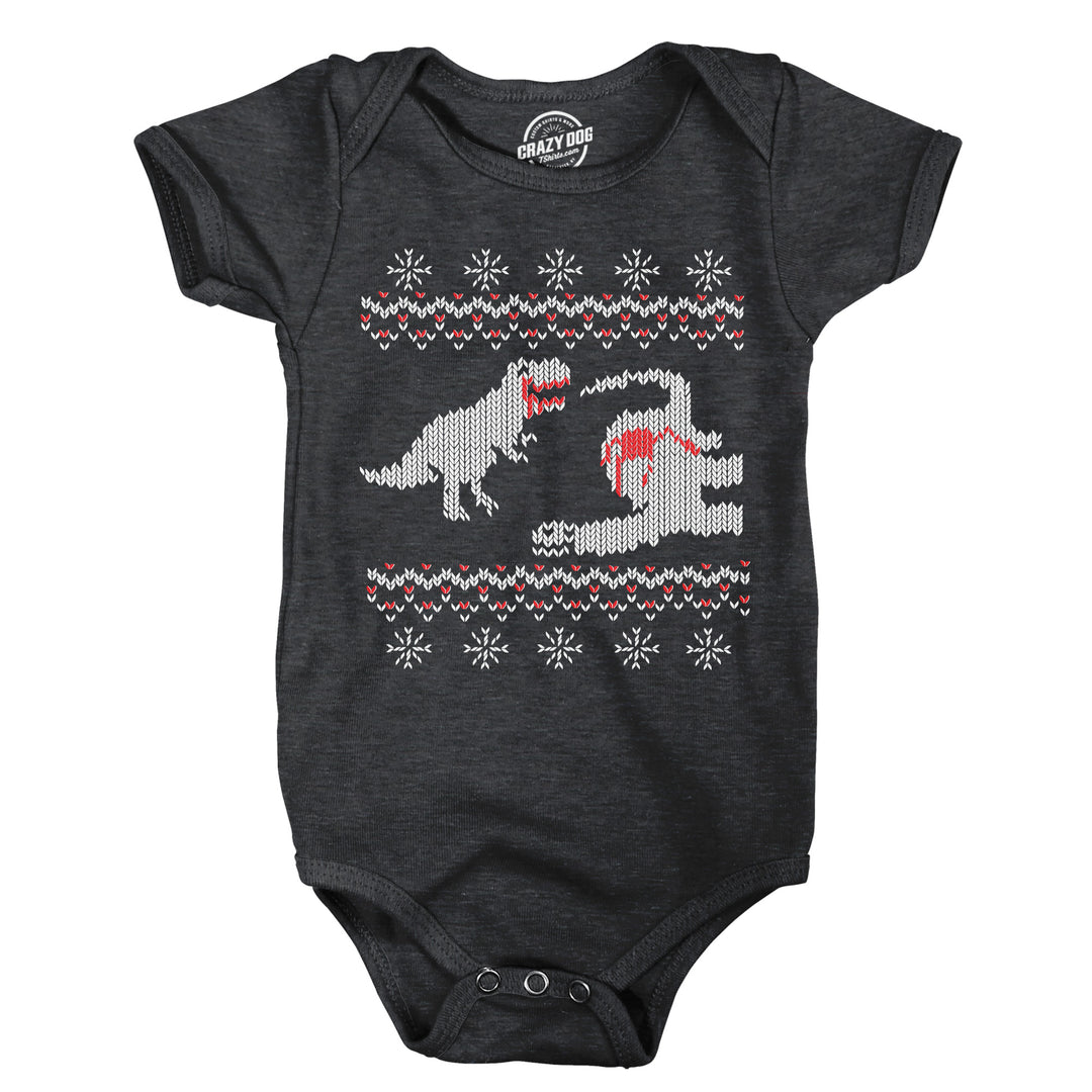 Funny Heather Black - Dinosaur Snack Dinosaur Snack Onesie Nerdy Christmas Tee