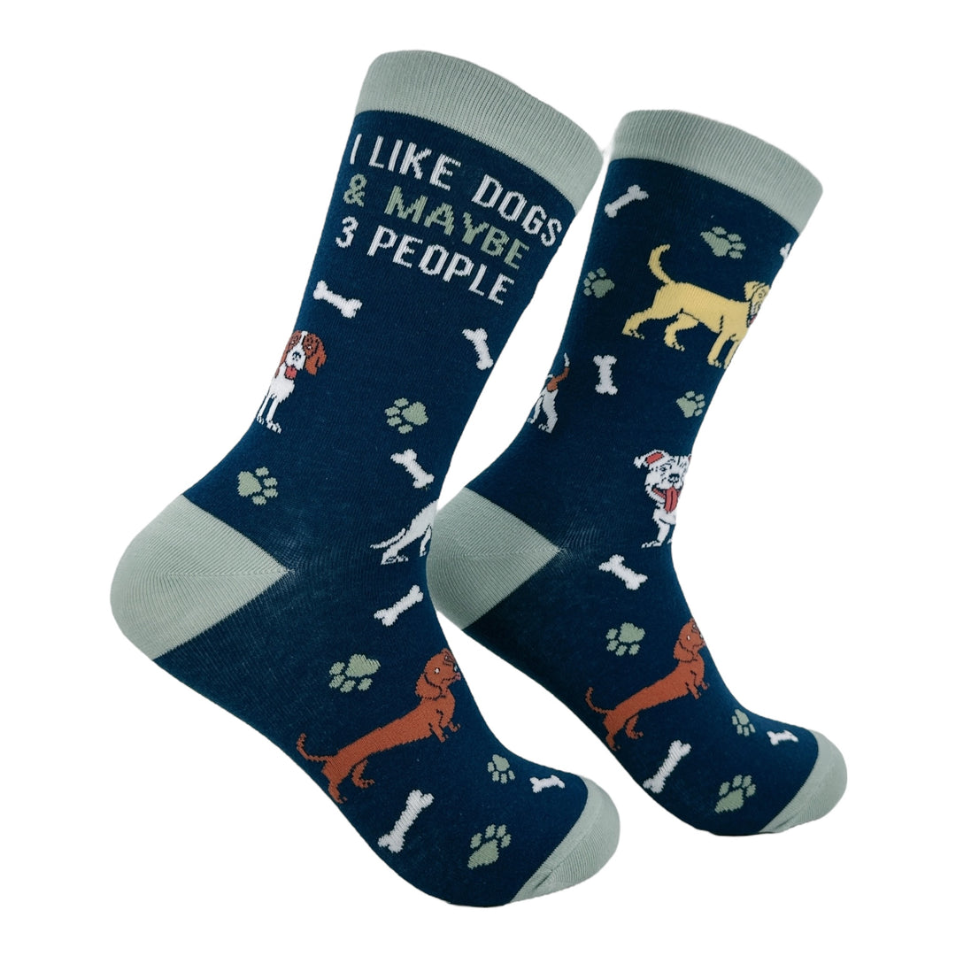 Funny Multi - Dogs 3 People I Like Dogs And Maybe 3 People Sock Nerdy dog introvert Tee