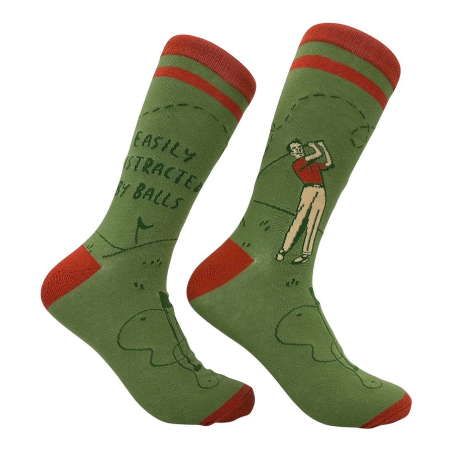 Funny Distracted Balls Golf Easily Distracted By Balls Golf Sock Nerdy Golf Tee