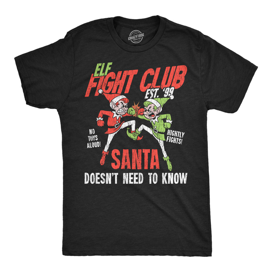 Funny Heather Black - Elf Fight Club Elf Fight Club Mens T Shirt Nerdy Christmas Tee
