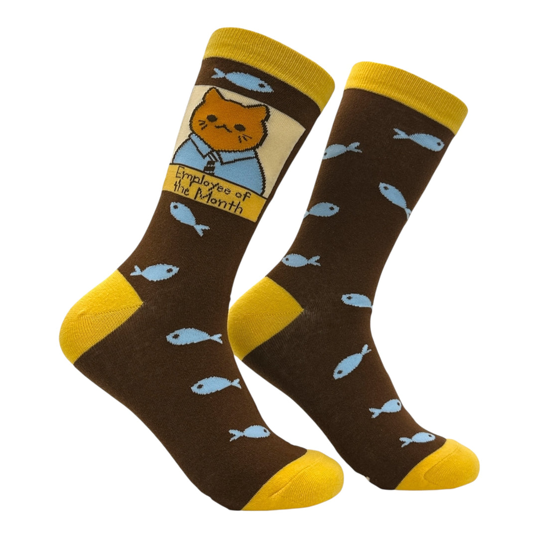 Funny Multi - Employee Cat Employee Of The Month Sock Nerdy cat office Tee