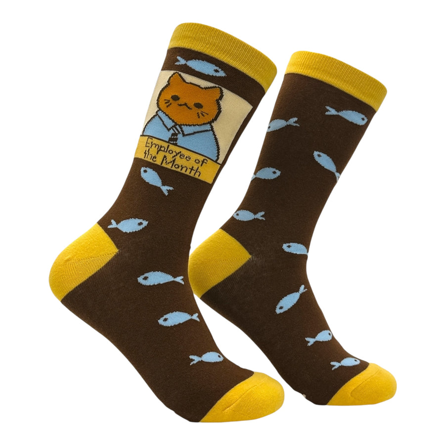 Funny Multi - Employee Cat Employee Of The Month Sock Nerdy cat office Tee
