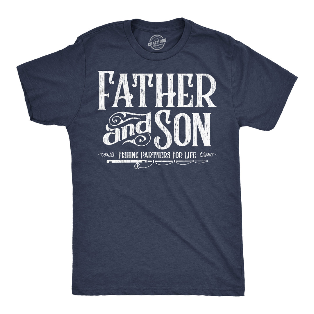 Funny Heather Navy - Father Son Fishing Father And Son Fishing Partners For Life Mens T Shirt Nerdy Father's Day fishing Tee