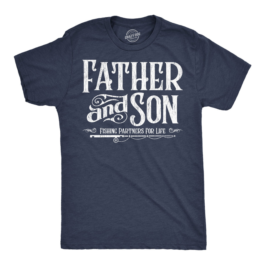 Funny Heather Navy - Father Son Fishing Father And Son Fishing Partners For Life Mens T Shirt Nerdy Father's Day fishing Tee