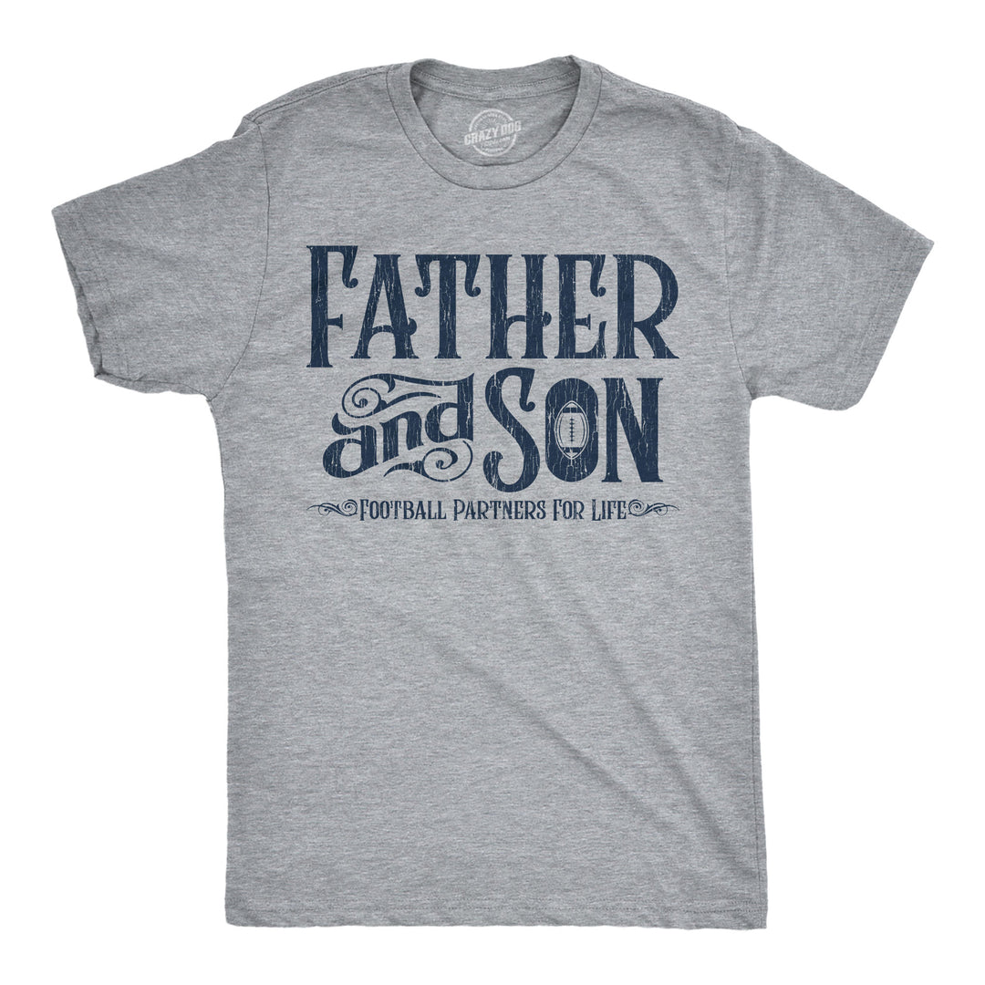 Funny Light Heather Grey - Father Son Football Father And Son Football Partners For Life Mens T Shirt Nerdy Father's Day Football Tee