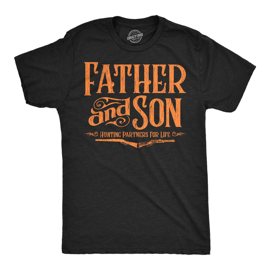 Funny Heather Black - Father Son Hunting Father And Son Hunting Partners For Life Mens T Shirt Nerdy Father's Day hunting Tee