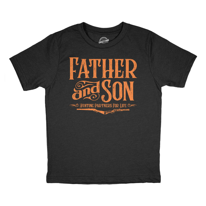 Funny Heather Black - Father Son Hunting Father And Son Hunting Partners For Life Youth T Shirt Nerdy Father's Day hunting Tee