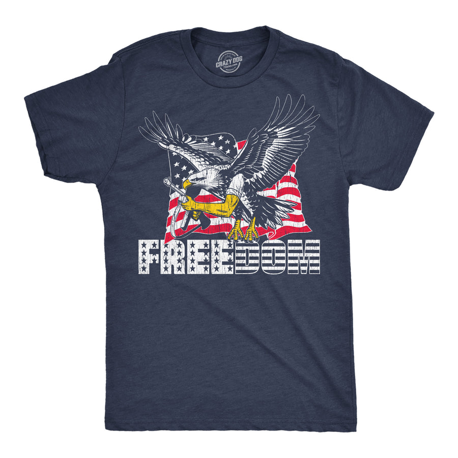 Funny Heather Navy - Freedom Eagle Freedom Eagle Mens T Shirt Nerdy Fourth Of July sarcastic Tee