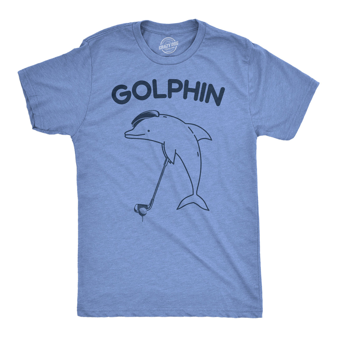 Funny Light Heather Blue - Golphin Golphin Mens T Shirt Nerdy animal Golf Tee