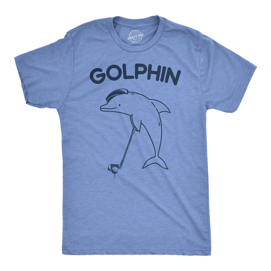 Funny Light Heather Blue - Golphin Golphin Mens T Shirt Nerdy animal Golf Tee