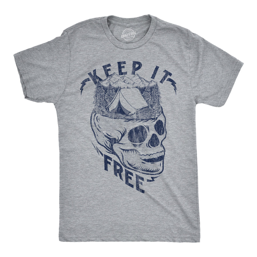 Funny Light Heather Grey - Keep It Free Keep It Free Mens T Shirt Nerdy camping sarcastic Tee