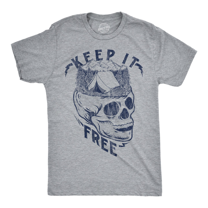Funny Light Heather Grey - Blue Ink Keep It Free Mens T Shirt Nerdy camping sarcastic Tee
