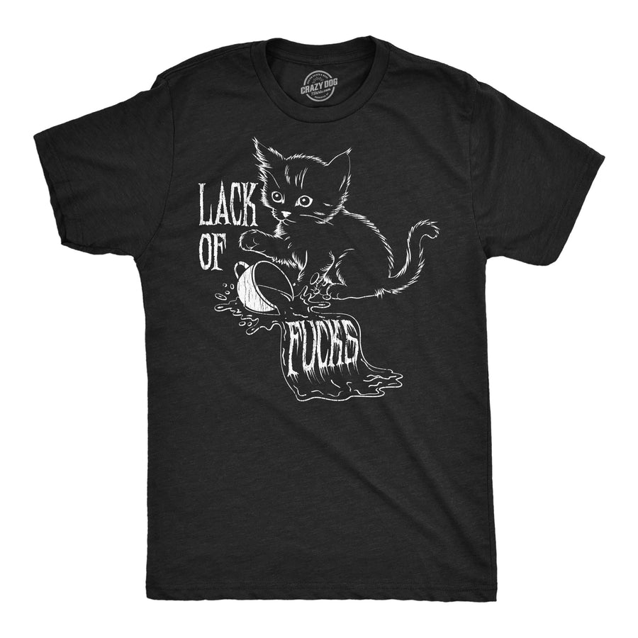 Funny Heather Black - Lack Of Fucks Lack Of Fucks Mens T Shirt Nerdy cat sarcastic Tee