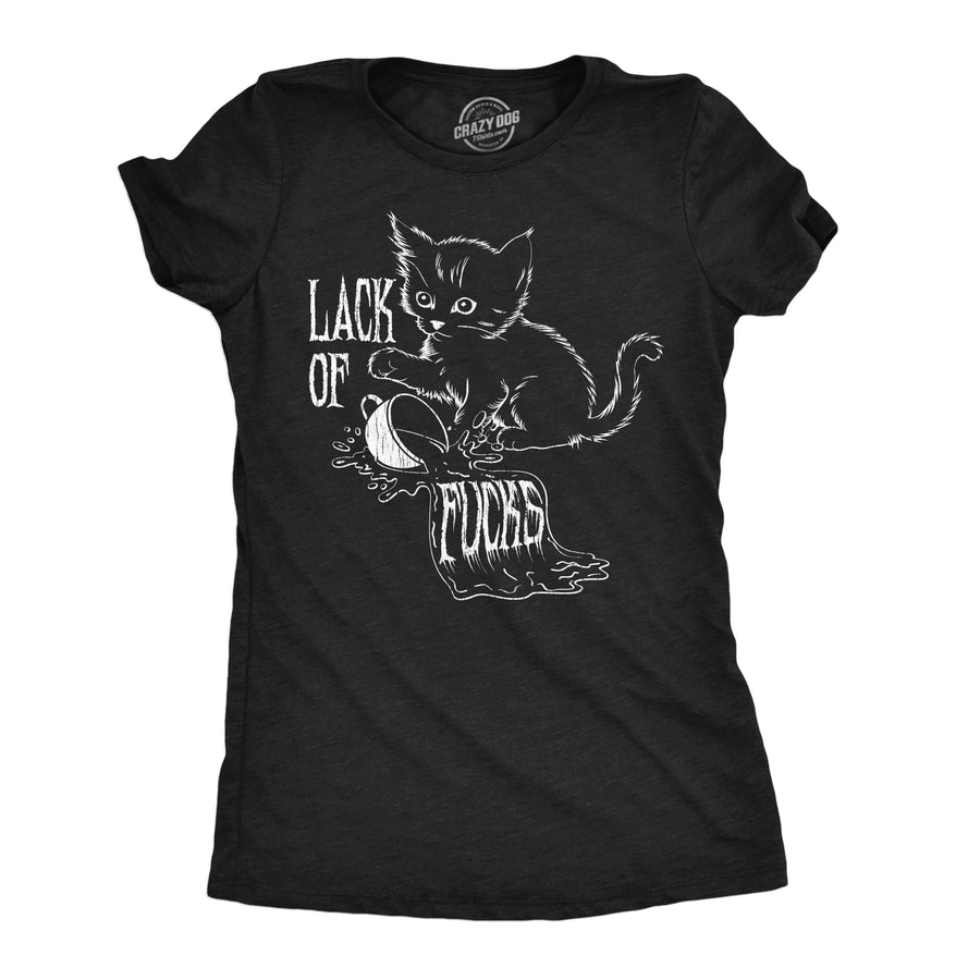 Funny Heather Black - Lack Of Fucks Lack Of Fucks Womens T Shirt Nerdy cat sarcastic Tee