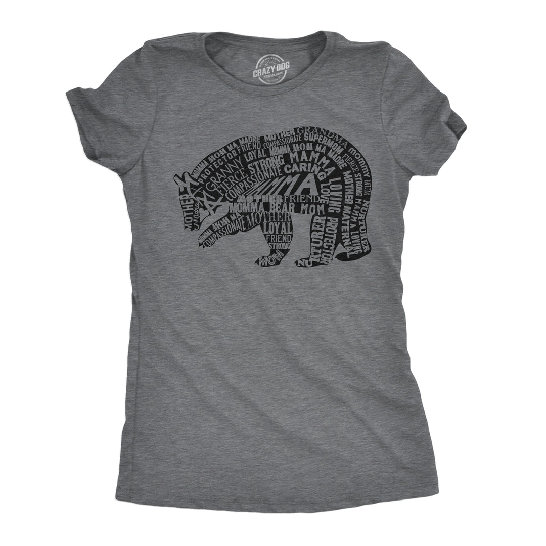 Funny Dark Heather Grey - Mama Bear Text Mama Bear Text Womens T Shirt Nerdy Mother's Day animal Tee