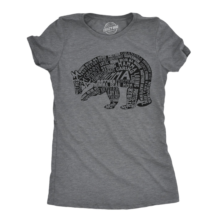 Funny Dark Heather Grey - Mama Bear Text Mama Bear Text Womens T Shirt Nerdy Mother's Day animal Tee