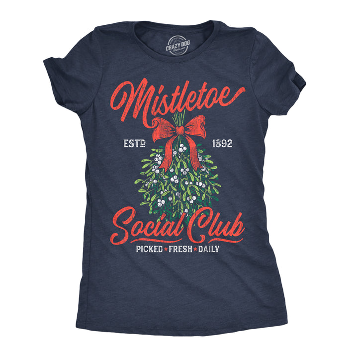 Funny Heather Navy - Mistletoe Social Club Mistletoe Social Club Womens T Shirt Nerdy Christmas Tee