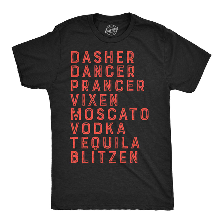 Funny Heather Black - Moscato Moscato Vodka Tequila Reindeer Mens T Shirt Nerdy Christmas drinking Tee