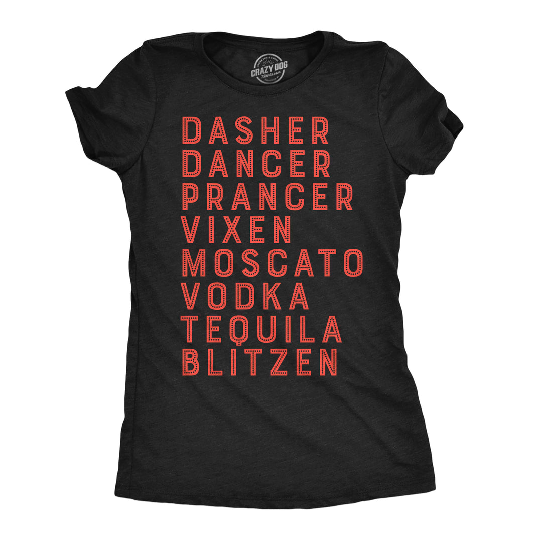 Funny Heather Black - Moscato Moscato Vodka Tequila Reindeer Womens T Shirt Nerdy Christmas drinking Tee
