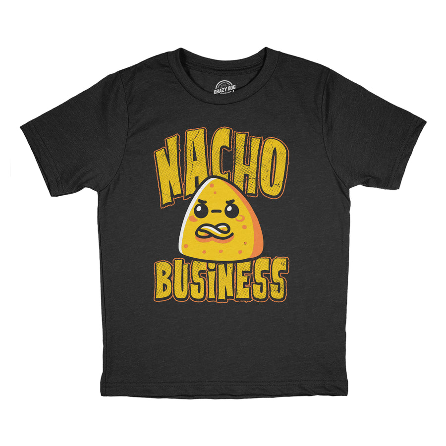 Funny Heather Black - Nacho Business Nacho Business Youth T Shirt Nerdy food Tee