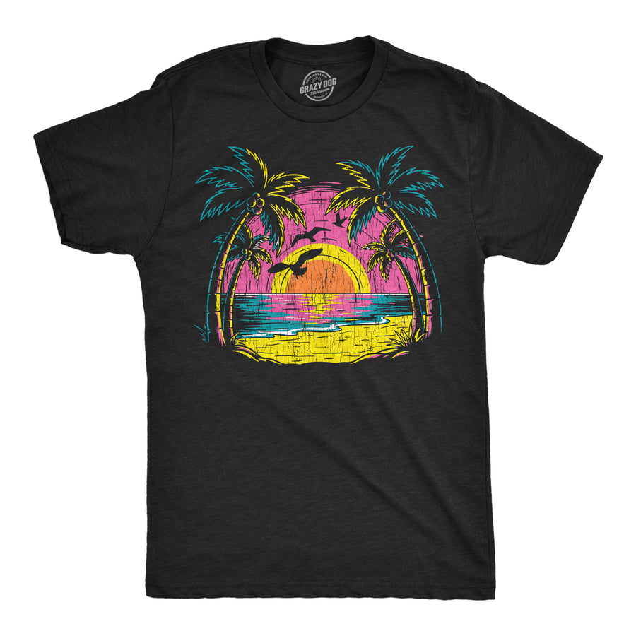 Funny Heather Black - Neon Shore Neon Shore Mens T Shirt Nerdy vacation Tee