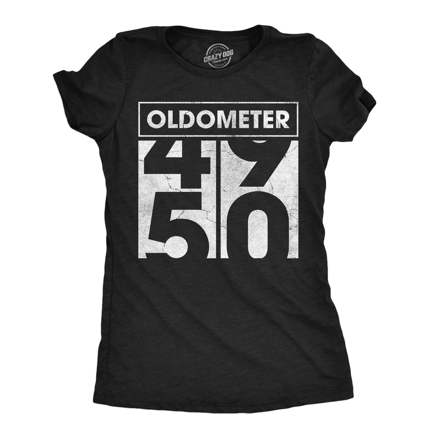 Funny Heather Black - Oldometer Oldometer Womens T Shirt Nerdy sarcastic Tee