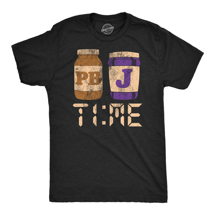 Funny Heather Black - PBnJ Time PBnJ Time Mens T Shirt Nerdy food Tee